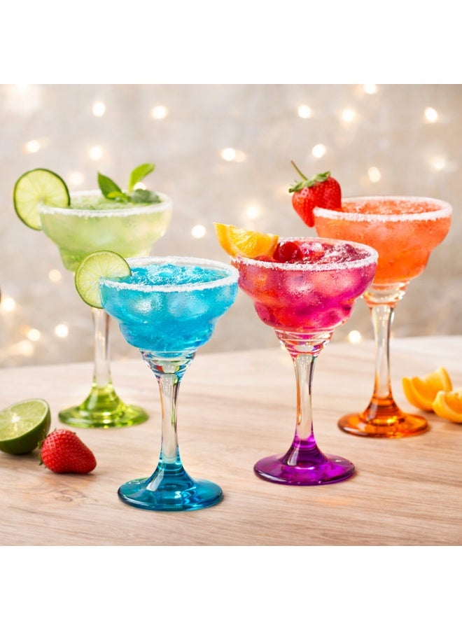LIBBEY 🍹 Libbey Margarita Glass Set – 4 Elegant Glass Glasses with a Colorful Base 🌈 | 355ml Capacity – 17cm Height - Image 1